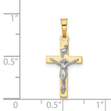 Polished INRI Latin Crucifix Charm Pendant in Real 14k Multi-Tone Gold