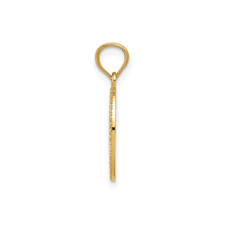 14k Yellow Gold Oval Cross Pendant with Beaded Border and Cutout Design