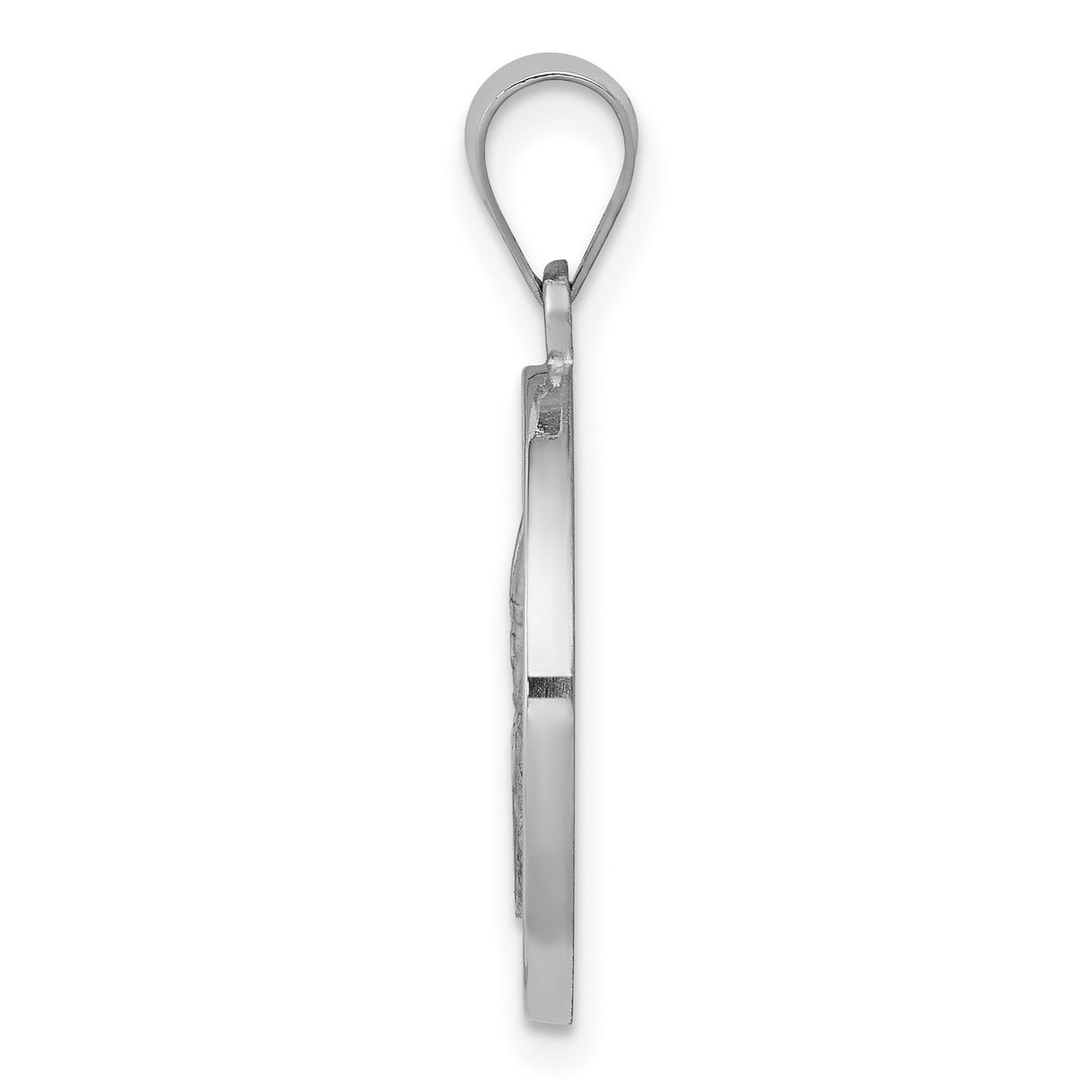 Hollow Pope Francis Pray For Us Words Round Medal Charm Pendant in Real 14k White Gold