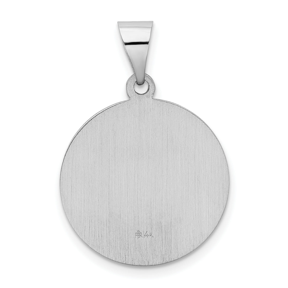 Hollow Pope Francis Pray For Us Words Round Medal Charm Pendant in Real 14k White Gold