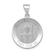 Hollow Pope Francis Pray For Us Words Round Medal Charm Pendant in Real 14k White Gold