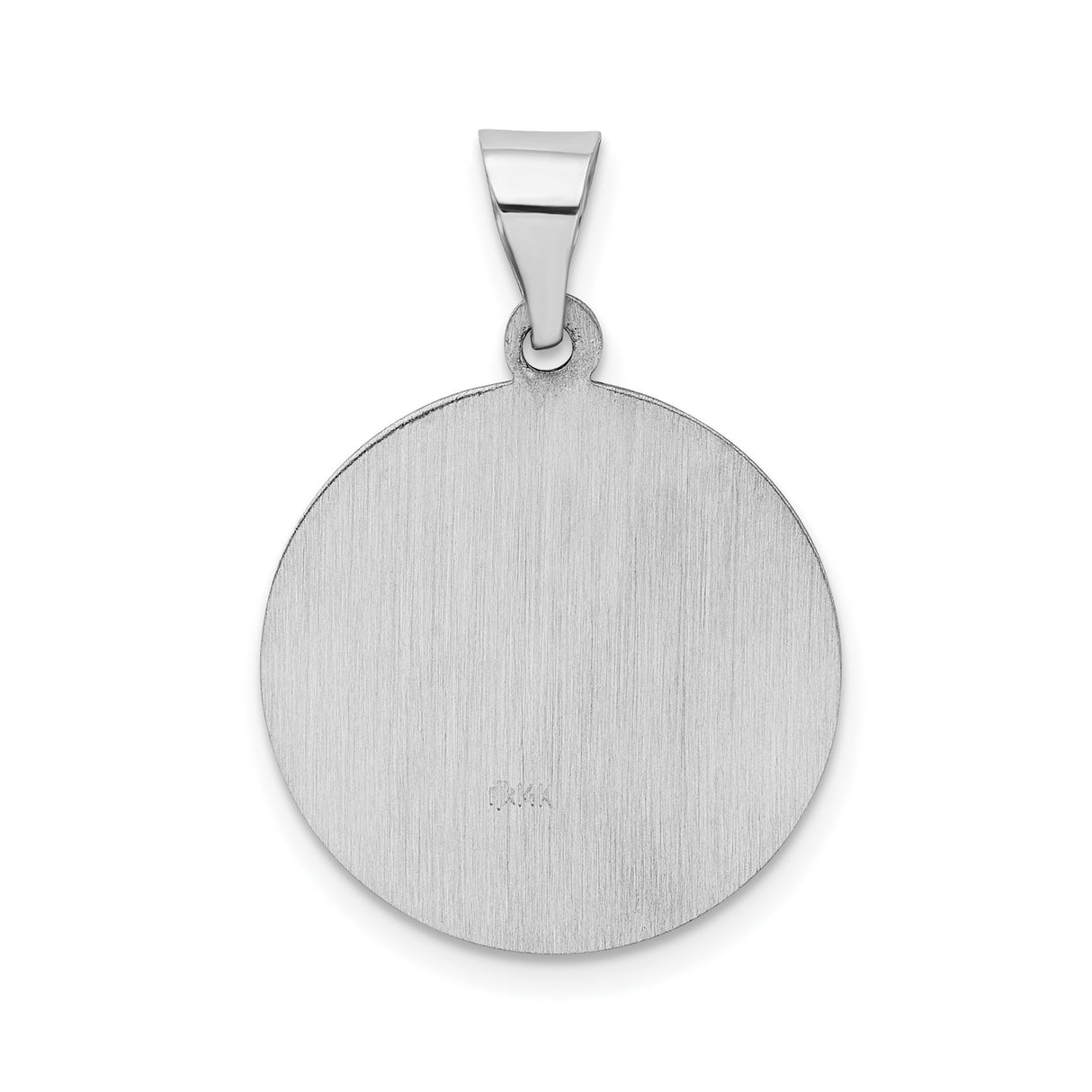 Hollow Papa Francisco Reza Por Nosotros Words Round Medal Charm Pendant in Real 14k White Gold