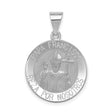 Hollow Papa Francisco Reza Por Nosotros Words Round Medal Charm Pendant in Real 14k White Gold