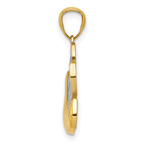 14k Two-Tone Gold Dove Pendant with Olive Branch, Religious Christian Symbol