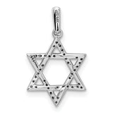 14k White Gold Star of David Pendant with Pavé Diamonds, Jewish Religious Charm