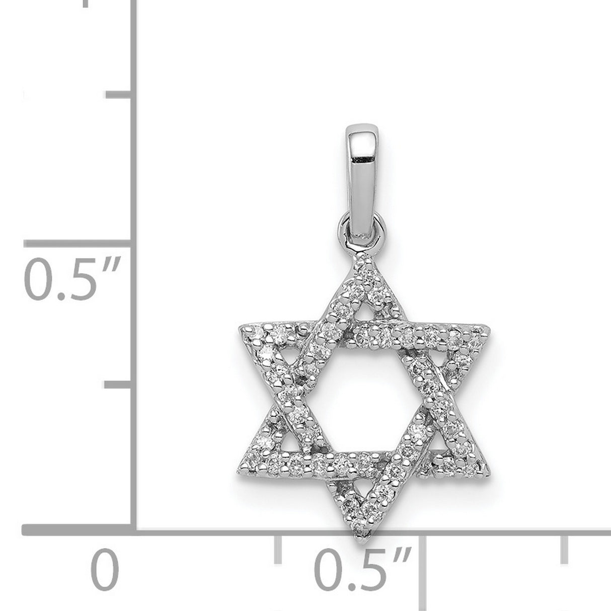 14k White Gold Star of David Pendant with Pavé Diamonds, Jewish Religious Charm
