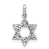 14k White Gold Star of David Pendant with Pavé Diamonds, Jewish Religious Charm