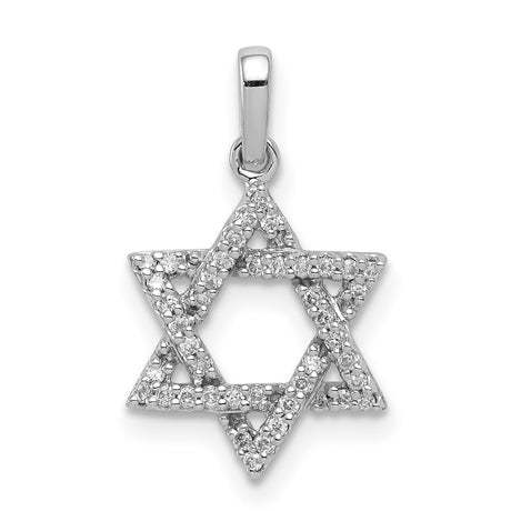 14k White Gold Star of David Pendant with Pavé Diamonds, Jewish Religious Charm