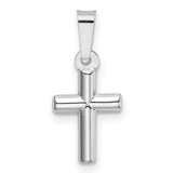 Hollow Polished Latin Cross Charm Pendant in Real 14k White Gold