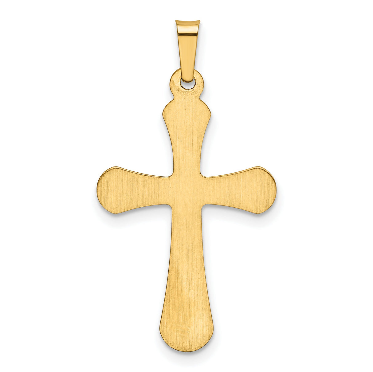 Hollow Polished Rounded Latin Cross Charm Pendant in Real 14k Yellow Gold