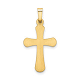 14k Yellow Gold Rounded Latin Cross Pendant, Polished Christian Religious Jewelry for Women or Unisex