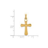14k Yellow Gold Rounded Latin Cross Pendant, Polished Christian Religious Jewelry for Women or Unisex