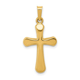 14k Yellow Gold Rounded Latin Cross Pendant, Polished Christian Religious Jewelry for Women or Unisex