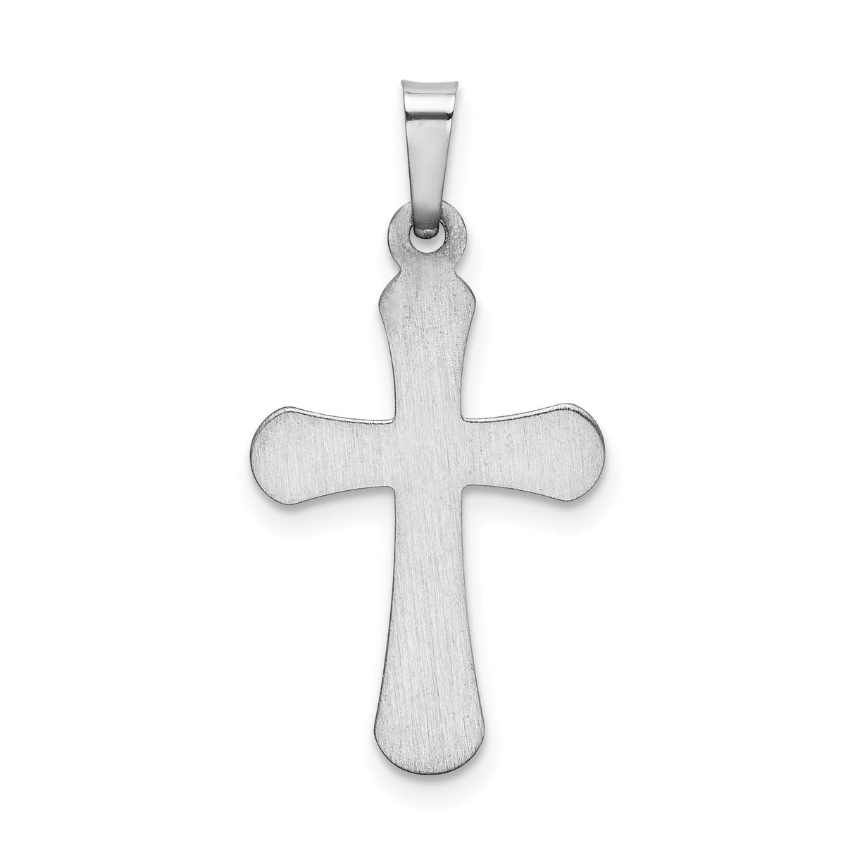 14k White Gold Cross Pendant with Smooth Flared Edge, Christian Religious Jewelry for Women