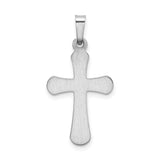 14k White Gold Cross Pendant with Smooth Flared Edge, Christian Religious Jewelry for Women