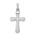 14k White Gold Cross Pendant with Smooth Flared Edge, Christian Religious Jewelry for Women