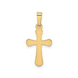 14k Yellow Gold Cross Pendant with Rounded Edges, Unisex Christian Jewelry
