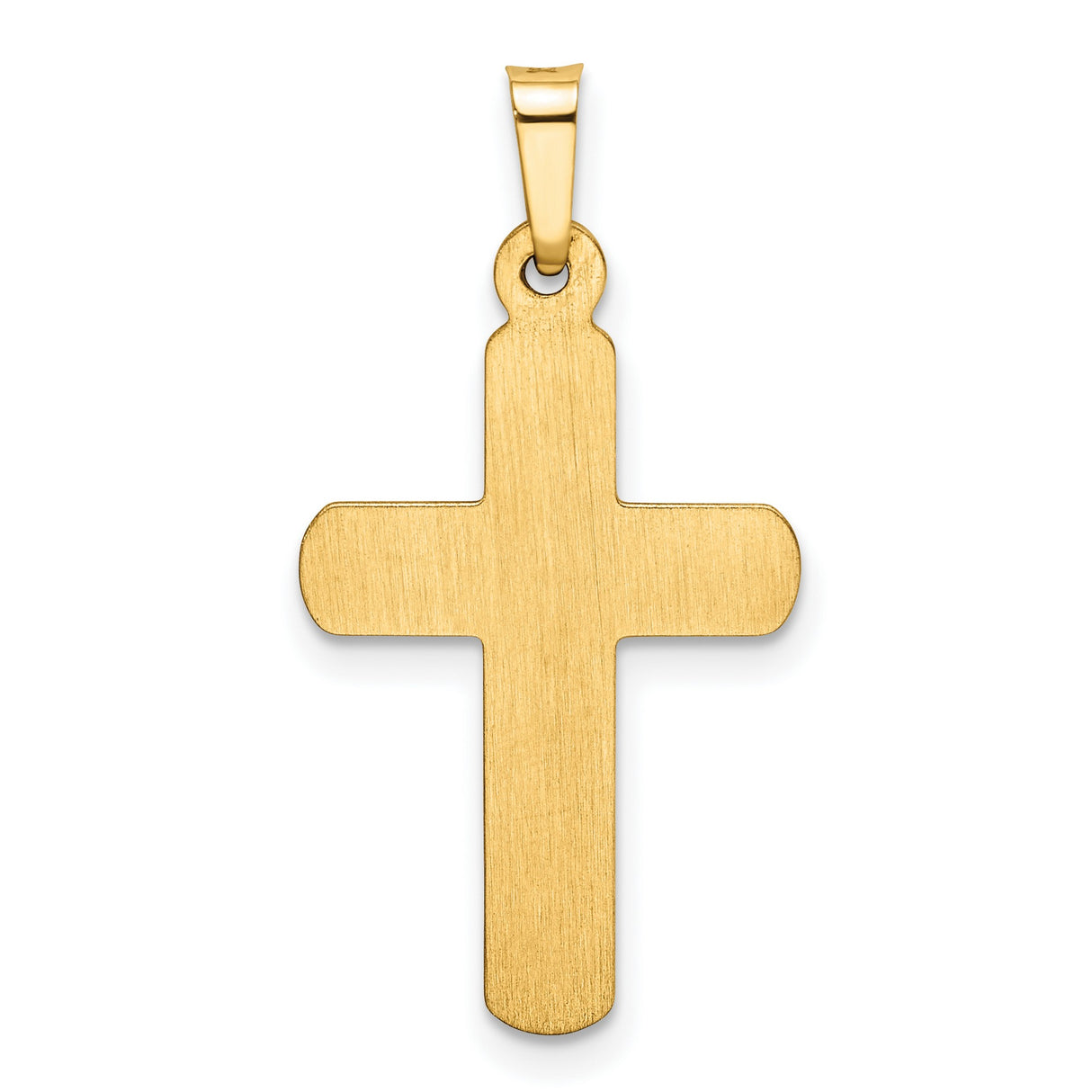 Hollow Satin Finish Latin Cross Charm Pendant in Real 14k Yellow Gold