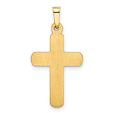 Hollow Satin Finish Latin Cross Charm Pendant in Real 14k Yellow Gold