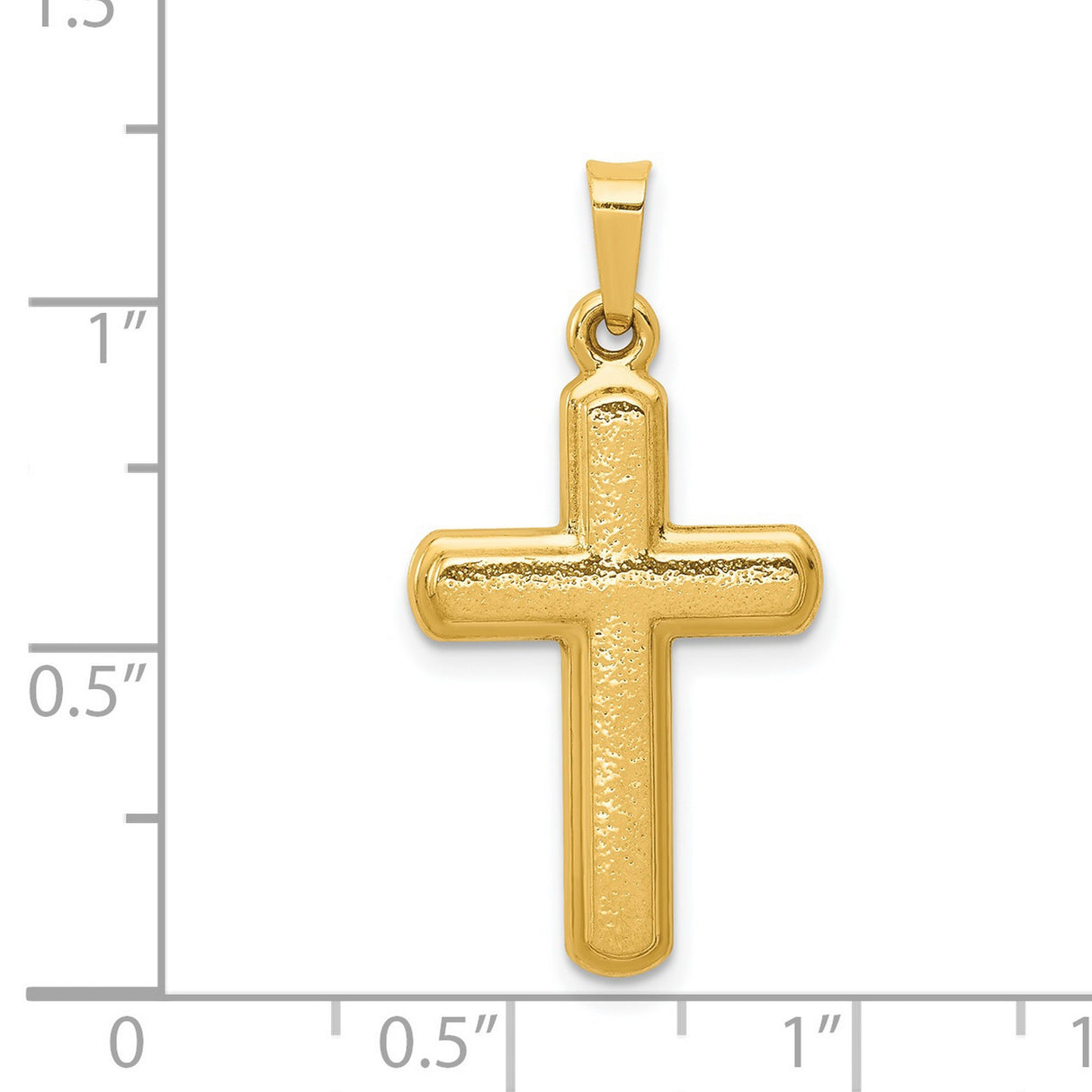 Hollow Satin Finish Latin Cross Charm Pendant in Real 14k Yellow Gold