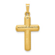 14k Yellow Gold Cross Pendant with Textured Satin Finish, Classic Religious Design