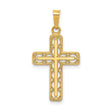 14k Yellow Gold Cross Pendant with Open Filigree Design, Christian Faith Jewelry for Women