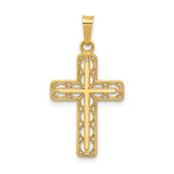 14k Yellow Gold Cross Pendant with Open Filigree Design, Christian Faith Jewelry for Women