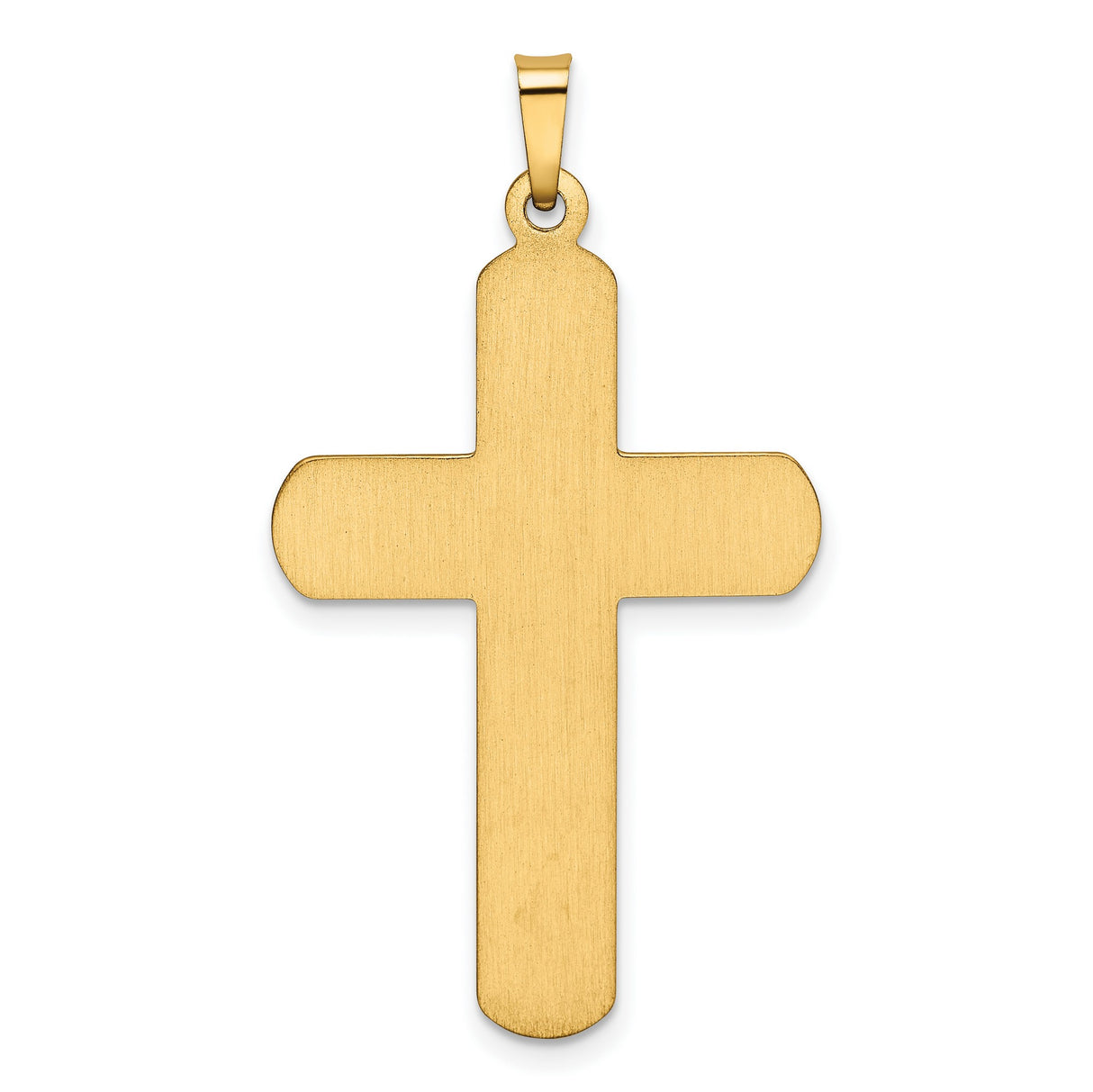 Hollow Polished Latin Cross With Shadow Border Charm Pendant in Real 14k Yellow Gold