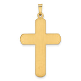 Hollow Polished Latin Cross With Shadow Border Charm Pendant in Real 14k Yellow Gold