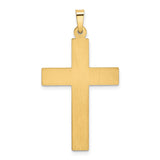 14k Yellow Gold Cross Pendant with Beveled Design and Textured Center for Men or Women