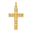 14k Yellow Gold Cross Pendant with Beveled Design and Textured Center for Men or Women