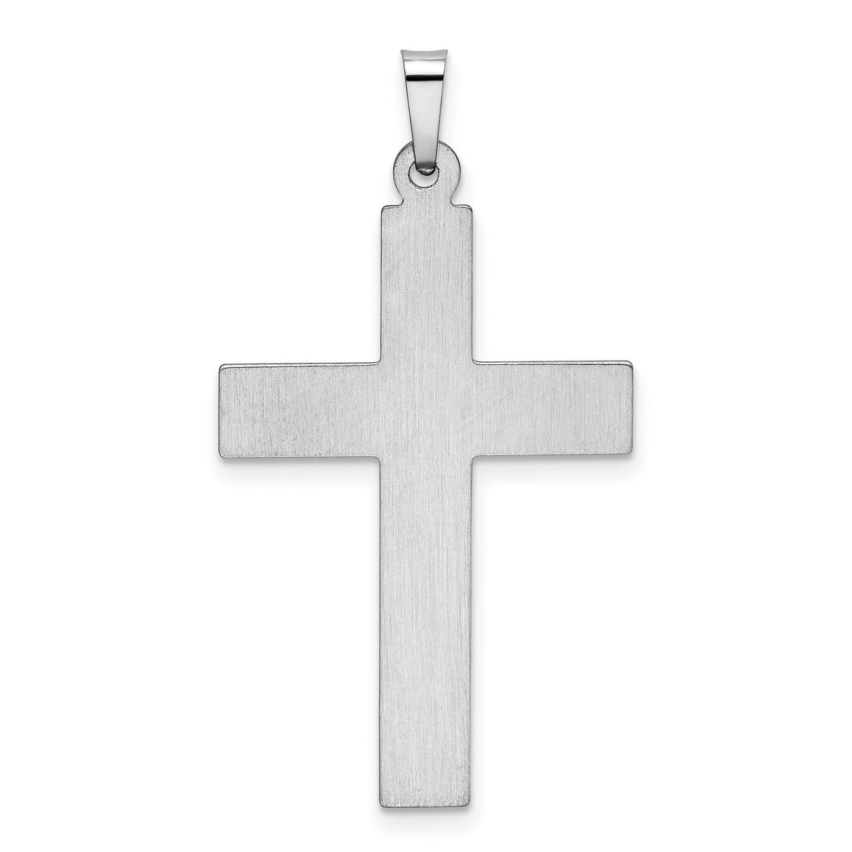 Hollow Latin Cross With Rivet Style Inlay Accents Charm Pendant in Real 14k White Gold