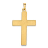 Hollow Latin Cross With Rhodium Center And Rivet Style Accents Charm Pendant in Real 14k Multi-Tone Gold