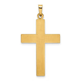 Hollow Latin Cross With Rivet Style Inlay Accents Charm Pendant in Real 14k Yellow Gold