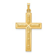 Hollow Latin Cross With Rivet Style Inlay Accents Charm Pendant in Real 14k Yellow Gold