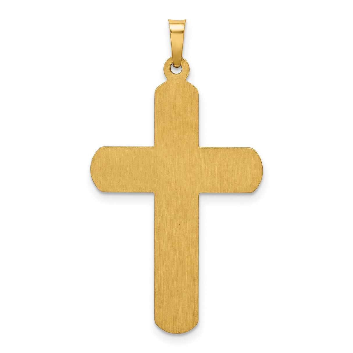 Hollow Polished And Textured Latin Cross Charm Pendant in Real 14k Yellow Gold