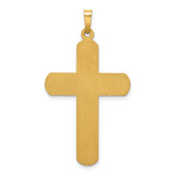 Hollow Polished And Textured Latin Cross Charm Pendant in Real 14k Yellow Gold