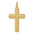 Hollow Polished And Textured Latin Cross Charm Pendant in Real 14k Yellow Gold