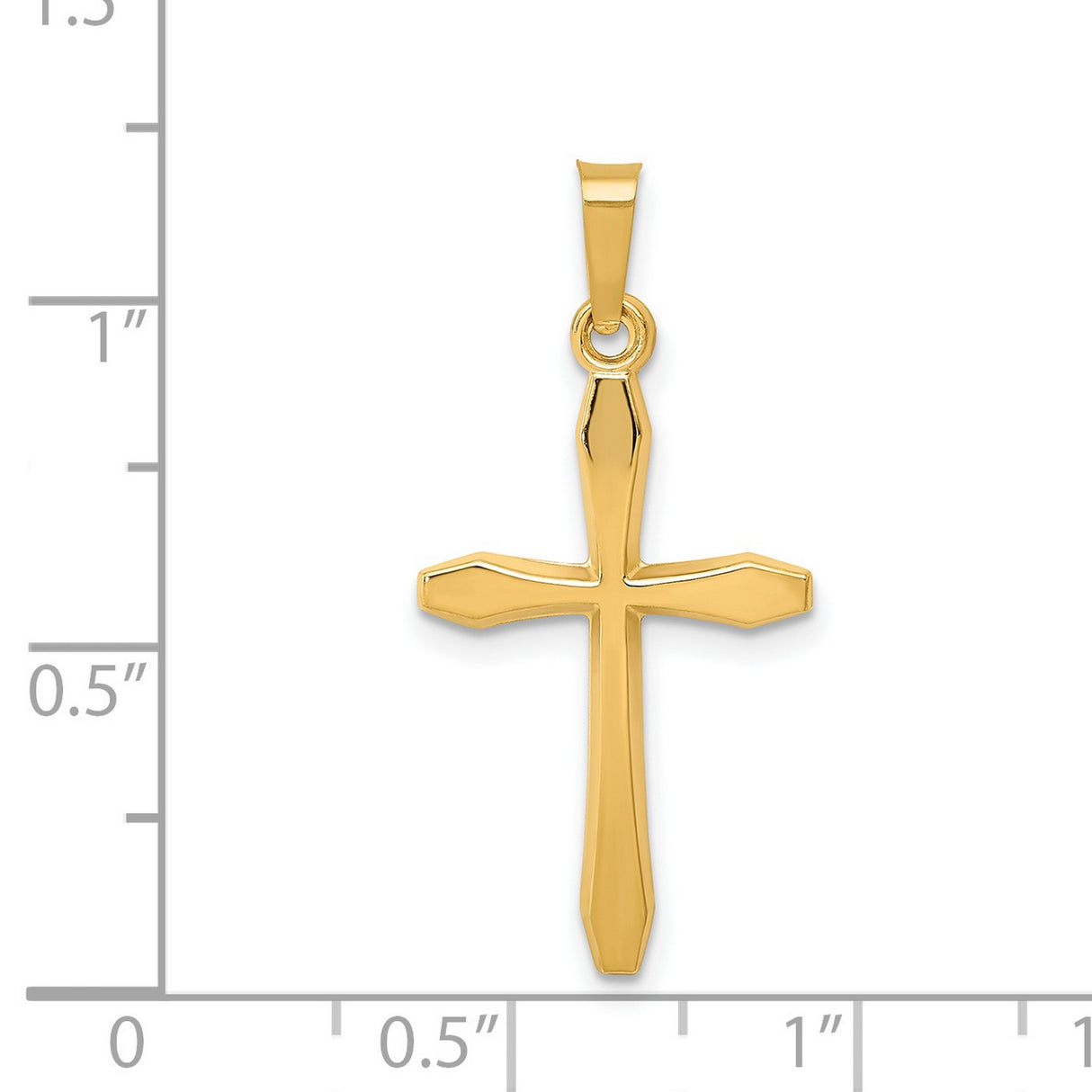 Hollow Polished Passion Latin Cross Charm Pendant in Real 14k Yellow Gold