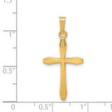 Hollow Polished Passion Latin Cross Charm Pendant in Real 14k Yellow Gold