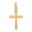 14k Yellow Gold Cross Pendant, Beveled Latin Christian Charm, Unisex Religious Jewelry