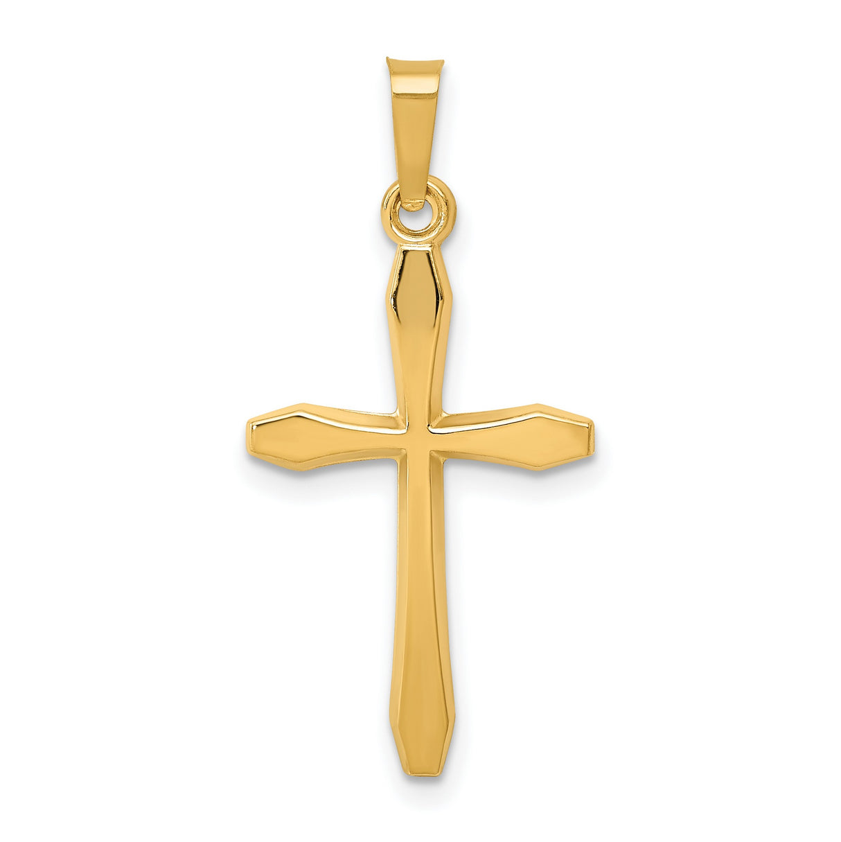 Hollow Polished Passion Latin Cross Charm Pendant in Real 14k Yellow Gold