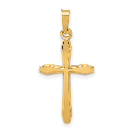 Hollow Polished Passion Latin Cross Charm Pendant in Real 14k Yellow Gold