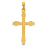 Hollow Polished Passion Latin Cross Charm Pendant in Real 14k Yellow Gold