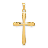 Hollow Polished Passion Latin Cross Charm Pendant in Real 14k Yellow Gold