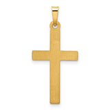 Hollow Polished Lattice Style Latin Cross Charm Pendant in Real 14k Yellow Gold