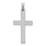 Hollow Polished Lattice Style Latin Cross Charm Pendant in Real 14k White Gold