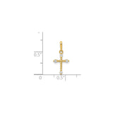 14k Yellow Gold Cross Pendant with Cubic Zirconia, Beaded Christian Jewelry for Women