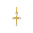 14k Yellow Gold Cross Pendant with Cubic Zirconia, Beaded Christian Jewelry for Women