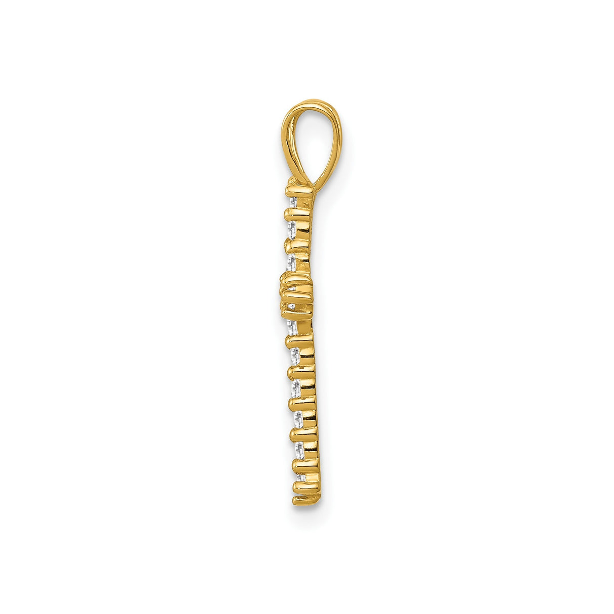14k Yellow Gold Cross Pendant with Cubic Zirconia, Christian Faith Jewelry for Women